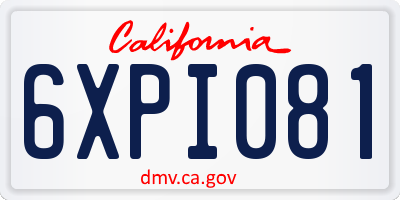 CA license plate 6XPI081