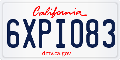 CA license plate 6XPI083