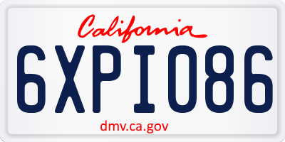 CA license plate 6XPI086