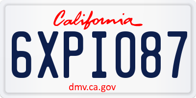 CA license plate 6XPI087