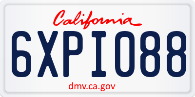 CA license plate 6XPI088