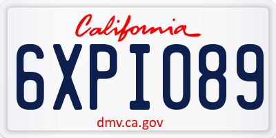 CA license plate 6XPI089