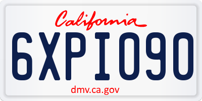 CA license plate 6XPI090