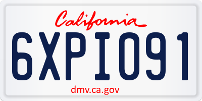 CA license plate 6XPI091