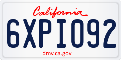 CA license plate 6XPI092