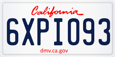 CA license plate 6XPI093