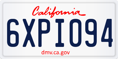 CA license plate 6XPI094