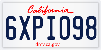 CA license plate 6XPI098