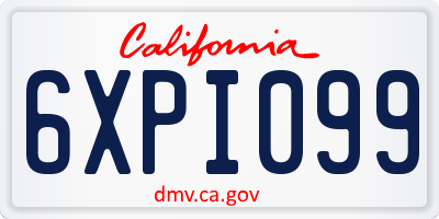 CA license plate 6XPI099