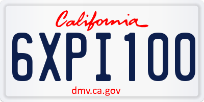 CA license plate 6XPI100