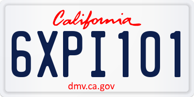 CA license plate 6XPI101