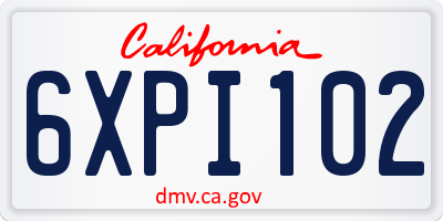 CA license plate 6XPI102