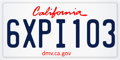 CA license plate 6XPI103