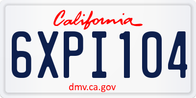 CA license plate 6XPI104