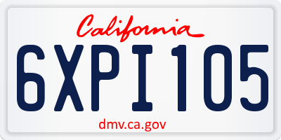 CA license plate 6XPI105