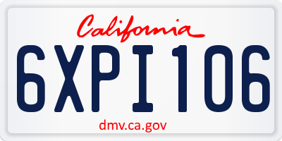 CA license plate 6XPI106