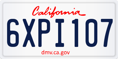 CA license plate 6XPI107