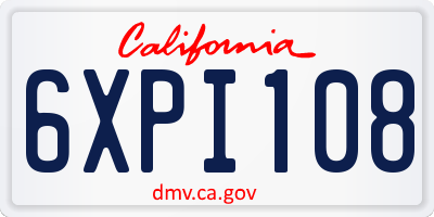 CA license plate 6XPI108