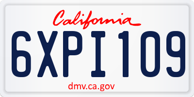 CA license plate 6XPI109