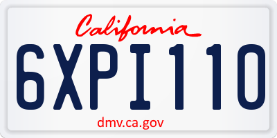 CA license plate 6XPI110