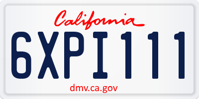 CA license plate 6XPI111