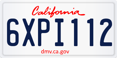 CA license plate 6XPI112