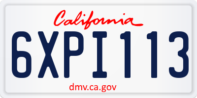 CA license plate 6XPI113