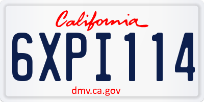 CA license plate 6XPI114