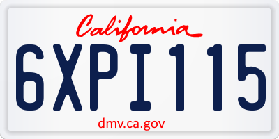 CA license plate 6XPI115