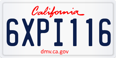 CA license plate 6XPI116