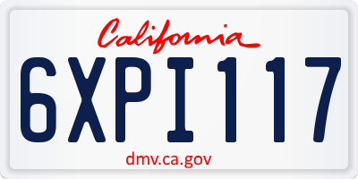 CA license plate 6XPI117