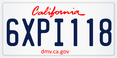 CA license plate 6XPI118