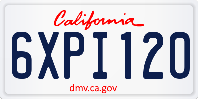 CA license plate 6XPI120