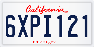 CA license plate 6XPI121