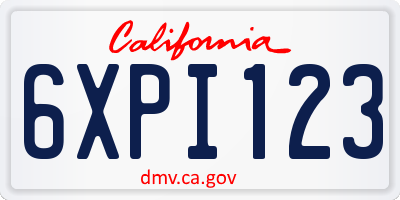 CA license plate 6XPI123