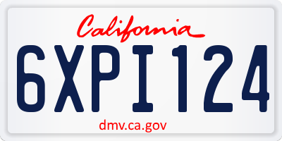 CA license plate 6XPI124