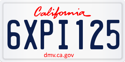 CA license plate 6XPI125