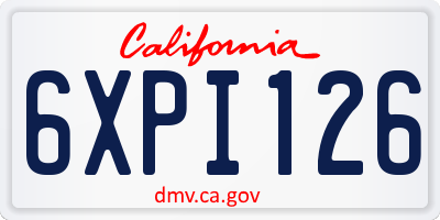 CA license plate 6XPI126