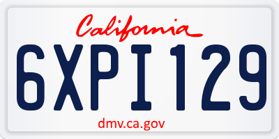 CA license plate 6XPI129