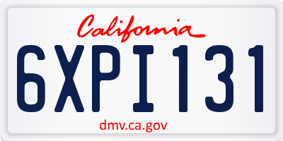 CA license plate 6XPI131