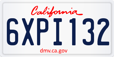 CA license plate 6XPI132