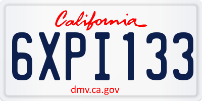CA license plate 6XPI133