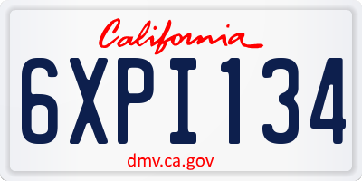 CA license plate 6XPI134