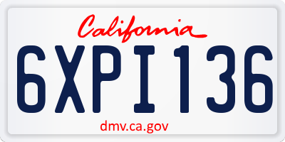 CA license plate 6XPI136