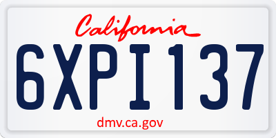 CA license plate 6XPI137