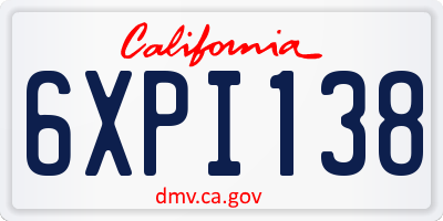 CA license plate 6XPI138