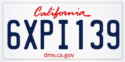 CA license plate 6XPI139
