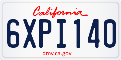 CA license plate 6XPI140