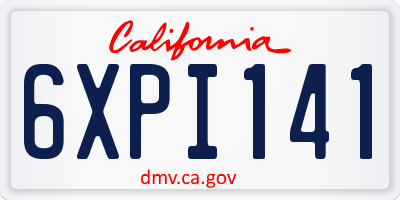 CA license plate 6XPI141