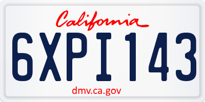 CA license plate 6XPI143